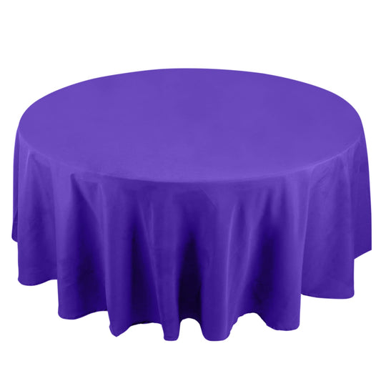 108" Purple Seamless Premium Polyester Round Tablecloth - 220GSM